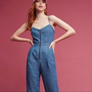 Anthropologie Zip Front Denim Jumpsuit